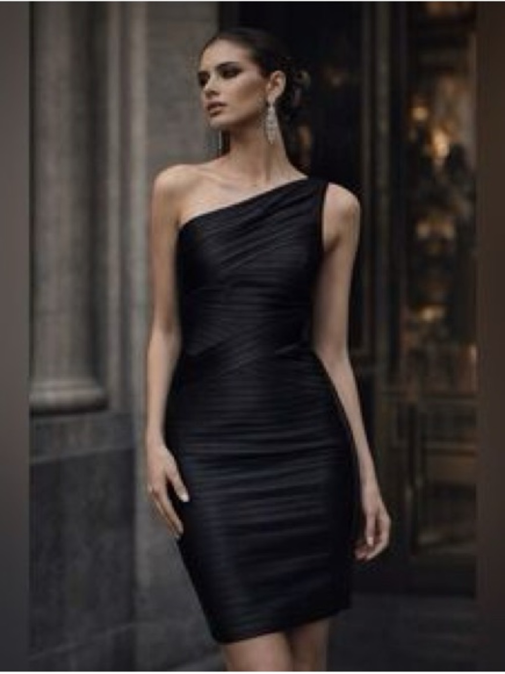 BCBGMaxAzria One-Shoulder Black Cocktail Dress